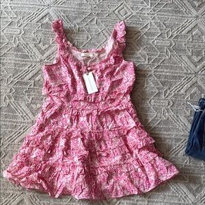 LoveShackFancy Pippy Pink Tiered Ruffled Sundress